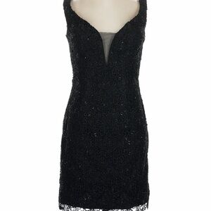 Alice Paris Black Lace V-Neck Sheath Dress